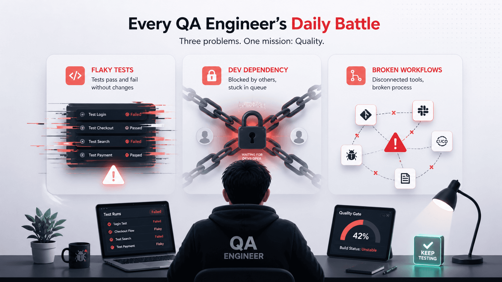 Flaky Tests, Dev Dependency, and Broken Workflows — The Toxic QA Trifecta Killing Your Velocity